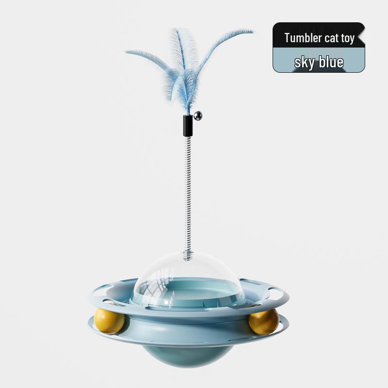Cat Teaser Tumbler Toy: Self-Play Turntable with Treat Dispenser Boxed Version