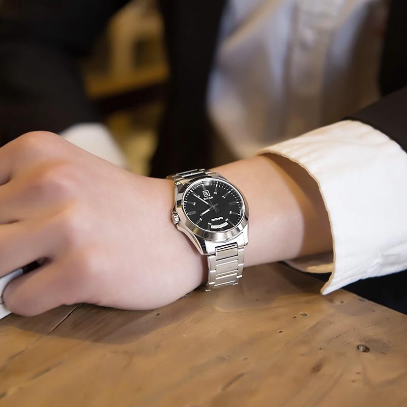 Casio Standard Series Waterproof Stainless Steel Business Quartz Movement Watch Men Watches Black MTP-1381D-1A
