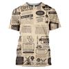 Staré noviny Trička 3D tisk Muži Ženy Ležérní Móda Hip Hop Legrační Krátký rukáv Streetwear Vintage topy Košile