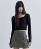 MUSINSA STANDARD WOMAN Women'S Slim Crop Square Neck Long Sleeve T-Shirt [Black]