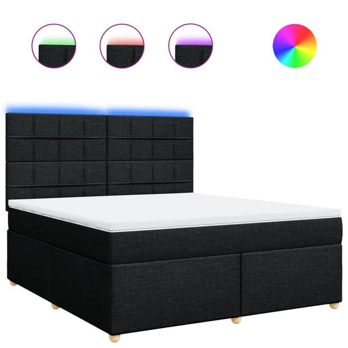 VidaXL Sommier à lattes de lit avec matelas Noir 180x200 cm Tissu 3293661