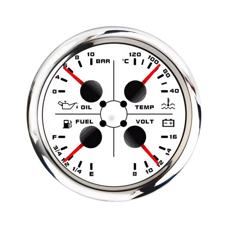 

Portable 85Mm 4-In-1 Multifunction Gauge With 0-190Ohms/240-33Ohms Fuel Level Gauge Water Temp Oil Press Voltmeter