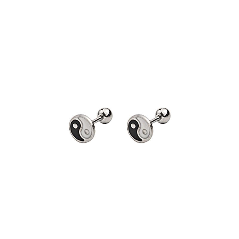 Stainless Steel Geometric Black Cross Earrings: Simple, Versatile Love Heart Design with Drip Oil Finish for Women.