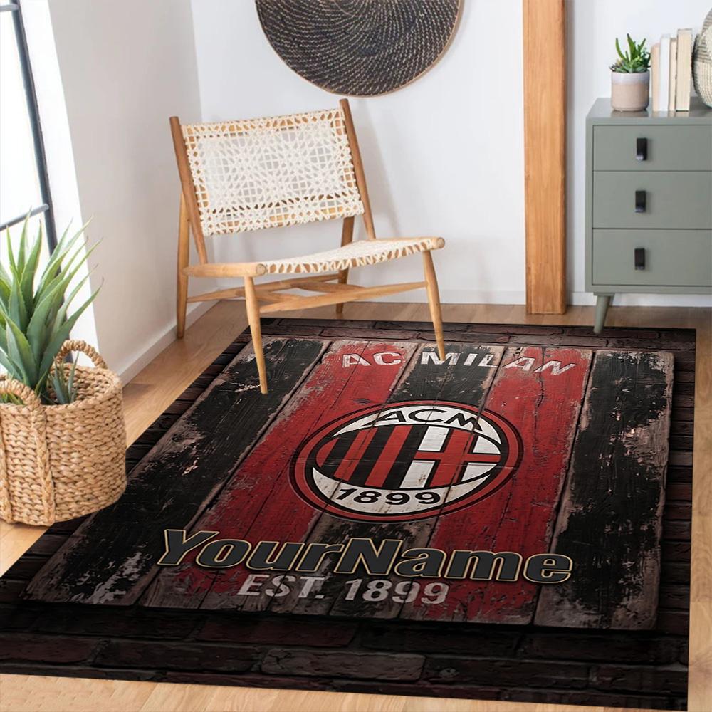 Ac Milan Customize Your Name Area Rug Suitable for Outdoor Hallway Dining Room Bedrooms Antislip Carpet Anime Office Decor Birthday/Christmas Gift