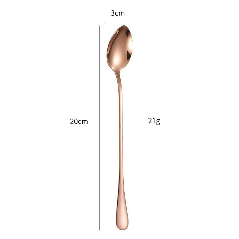 Creative Stainless Steel Long Handle Spoon Set for Ice Cream, Coffee, and More