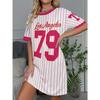 Digital Print Crew Neck Short Sleeve Dress Sports Baseball Vintage Summer Skirt Women's