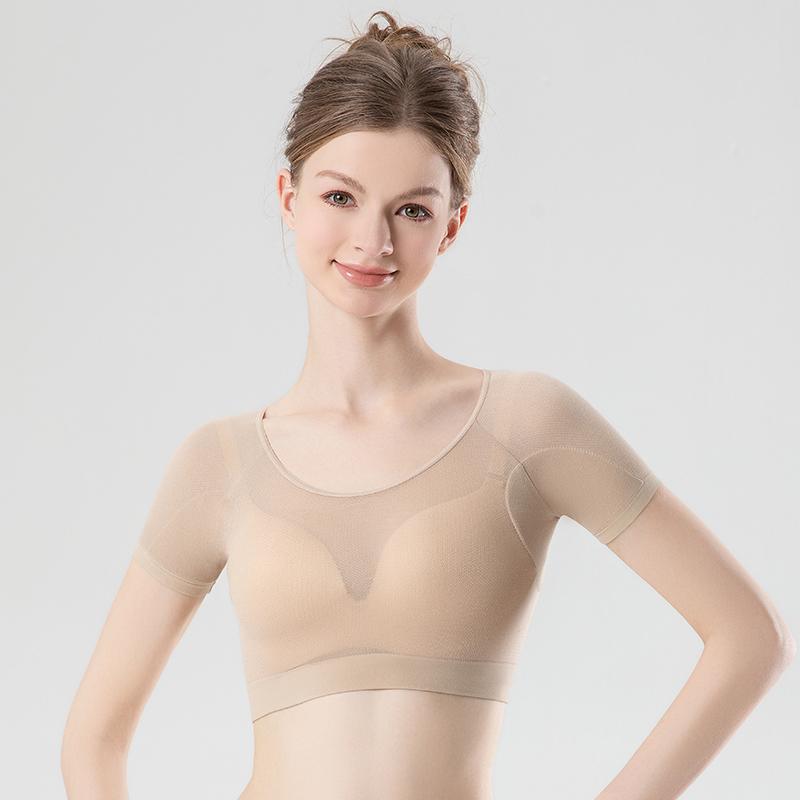 Breathable Sweat Absorbing Clothes Ultra-Thin Mesh Quick-Drying Chest Wrap Vest Sweat Proof Underarm Sweat Pads T-Shirt Women
