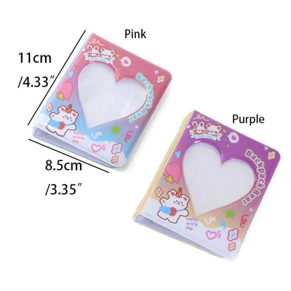Fashion Heart 3 Inch Photo Album Hollow 36 Pockets K-pop Card Binder Double-Sided Idol Album Book