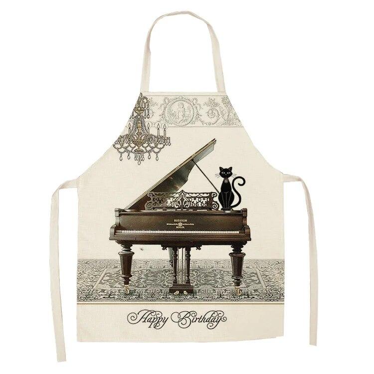 1 Pack Cute Cat Pattern Kitchen Cooking Baking BBQ Aprons for Men and Women Linen Bibs Home Cleaning Accessories