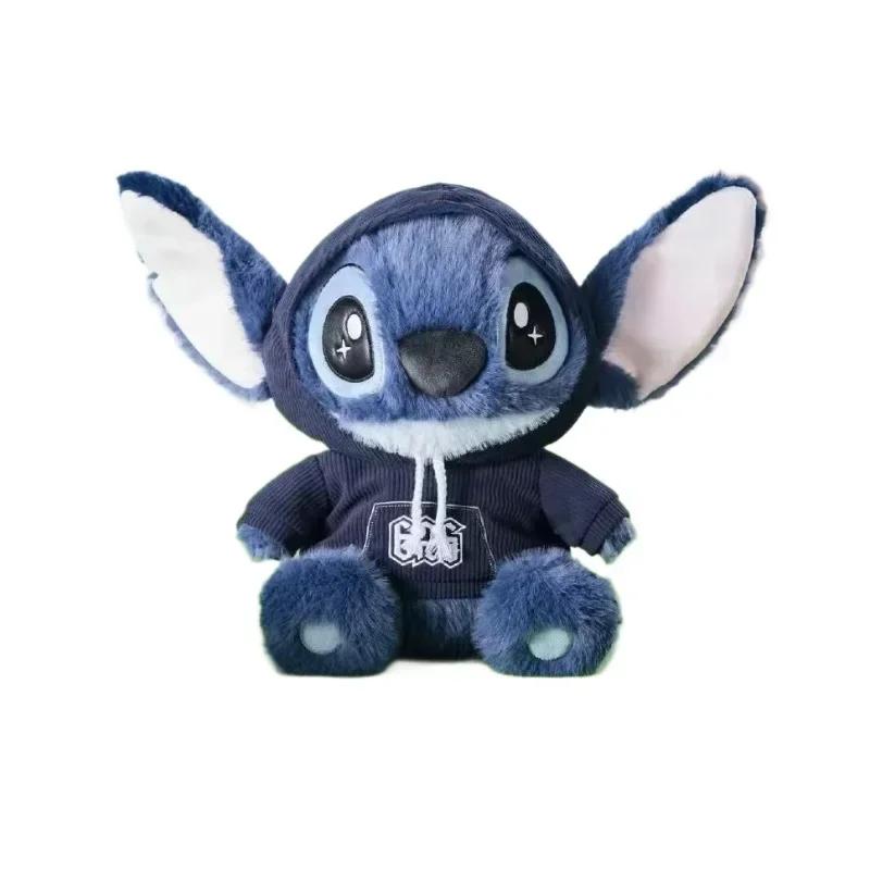 2026 Disney Stitch Plush Doll Cute Anime Stuffed Toy with Overalls Birthday Gift for Boys Girls Home Room Decoration Accessories