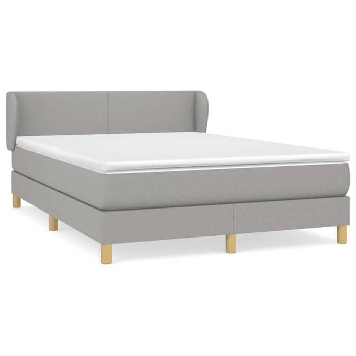 VidaXL Divan Bed with Mattress Light Grey 140x190cm Fabric - Model 3126637