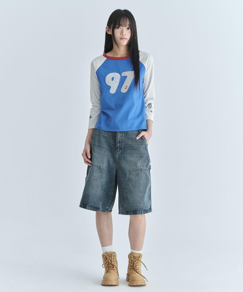 CGP (Women) Raglan Color Block Sleeve T-Shirt - Blue