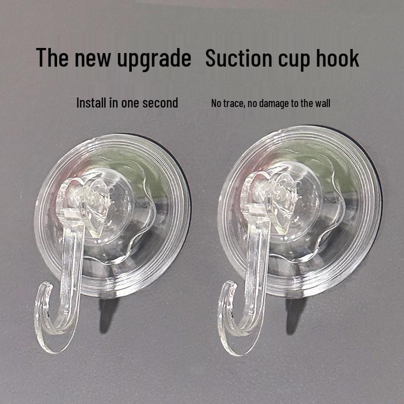Enhanced Nail-Free Suction Cup Hook: Removable Multi-Purpose Hanger for Kitchen & Bathroom Tiles.