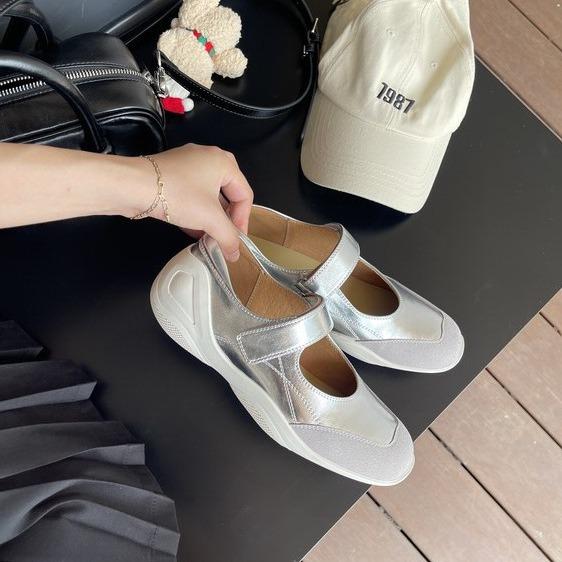 

Travel bi preparation~ Autumn Mary Jane 2025 Autumn full leather Velcro casual single shoes breathable and comfortable 39 бежевый