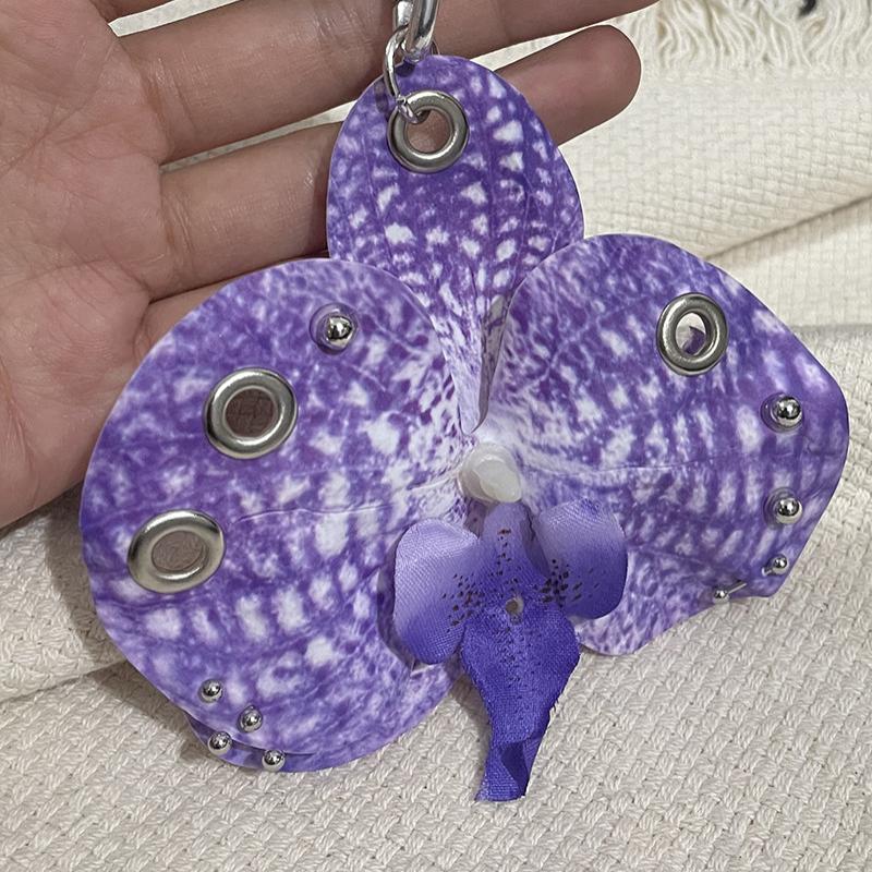 Exquisite Phalaenopsis Orchid Lily Keychain Creative Simulation Flower Bag Pendant  Backpack Decoration Accessories Gifts