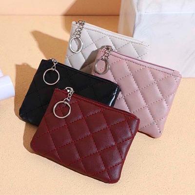 Retro With Zipper Gift PU Leather Girls Key Wallets Mini Coin Bag Money Clips Women Coin Purse