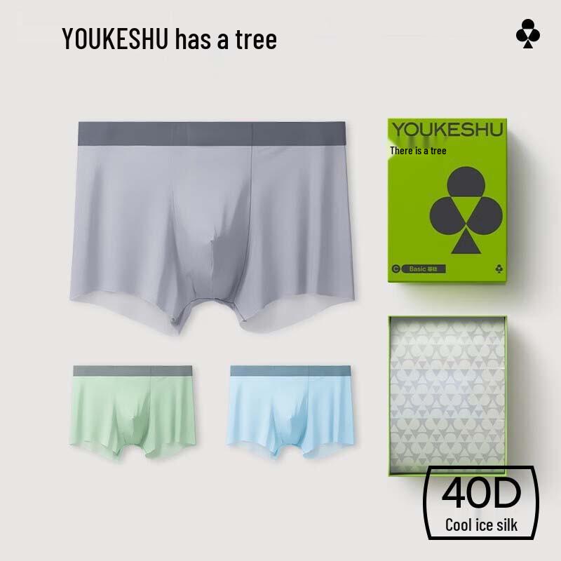Youkeshu Men's Ice Silk Breathable Seamless Boxer Briefs