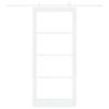 Sliding Door White 93 X 211 Cm Solid Pine Wood and Glass