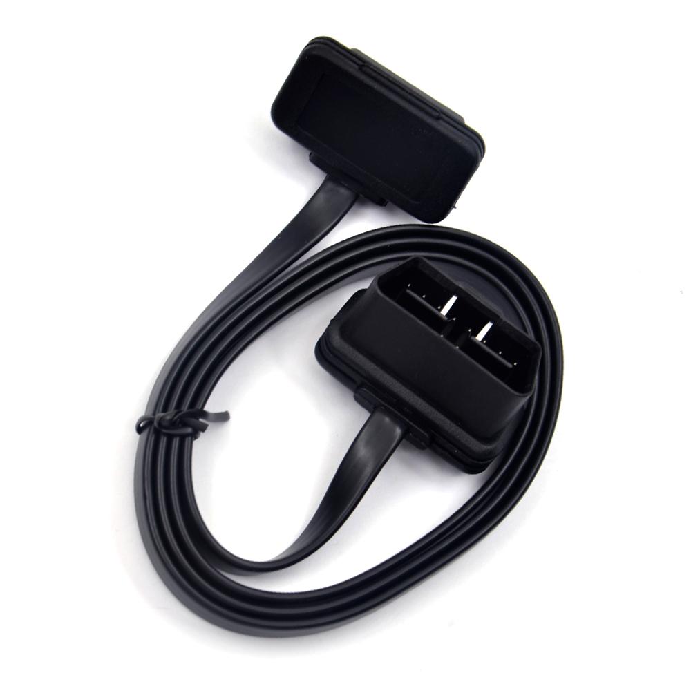 100cm 60cm Flach Dünn Wie Nudel OBD2 OBDII OBD 16-Pin ELM327 Stecker Auf Buchse Winkelverlängerungskabel Diagnose-Scanner-Anschluss