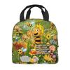 Maya The Bee With Flowers Cartoon Insulated Lunch Bags Food Bag Portable Thermal Cooler Lunch Boxes For Picnic