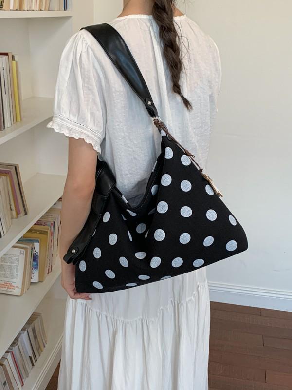 2026 Lightweight Versatile Polka Dot Bag for Women: Large Capacity Shoulder, Crossbody, or Hobo Style for Relaxed Commuting