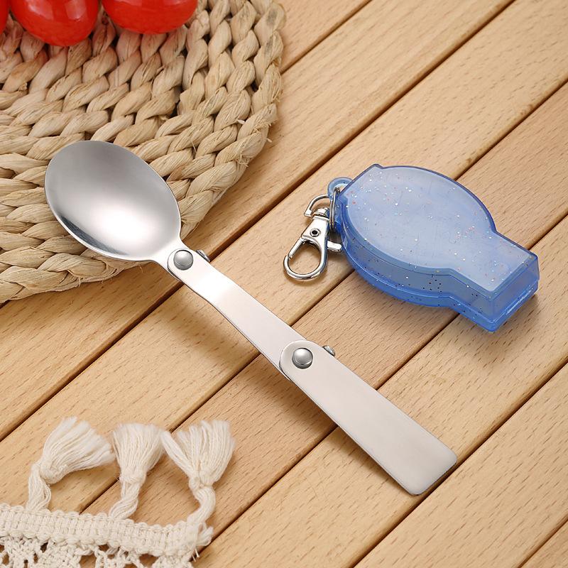 Utensili da cucina per stoviglie da campeggio per picnic all'aperto in acciaio inossidabile con forchetta pieghevole portatile