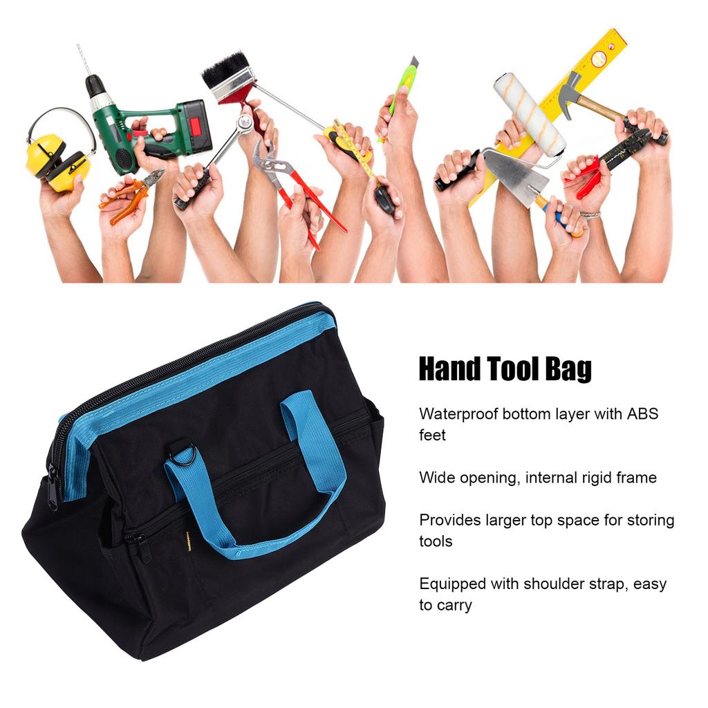 Hand Tool Bag Wide Mouth   Storage Packet with Shoulder Strap for Electrician Carpenters