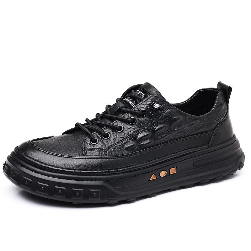 

Italian Dress Mens Shoes Genuine Leather Black Crocodile Printed Mens Sneakers Lace-up Business Social Men Oxford Shoes 44 чёрный