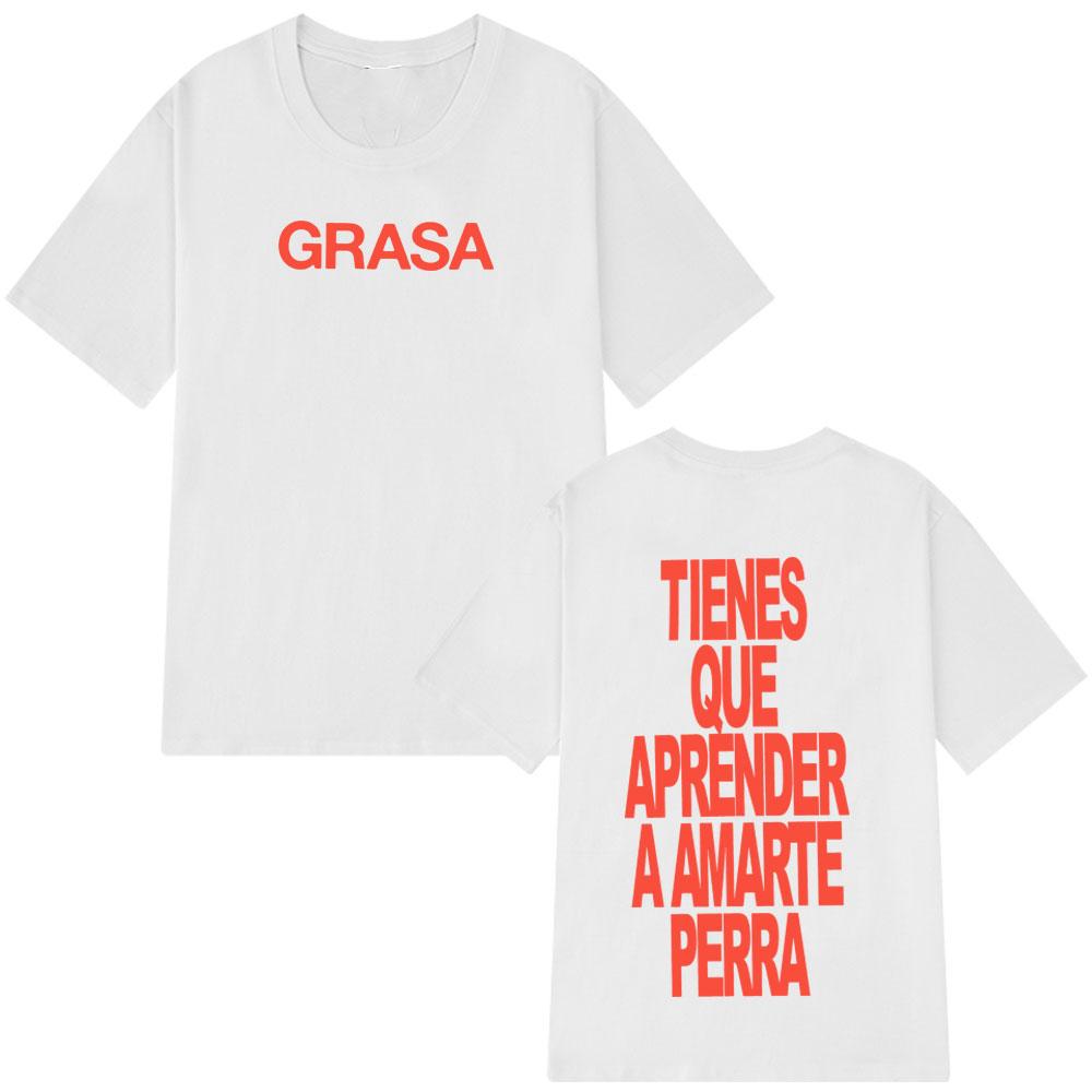 Rapper Nathy Peluso Grasa 2026 Letters Print T Shrit Men Women Short Sleeve Tshrit Fashion Casual Aesthetic  Cotton Tshirts