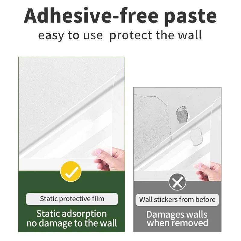 Home Transparent Electrostatic Wall Clear Stickers Protective Film Removable Scratch-resistant Anti-dirty No Hurt the Wall PVC
