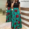 Women Floral Maxi Dress Short Sleeve Long Dress Flowers Printed Dress Beach Dress