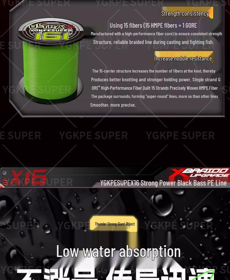 Lei Qiang 16-Strand PE Line: Ultra-Strong, Wear-Resistant, Long Cast for Blackfish & Sea Fishing, Main Yatai Special, Genuine Quality.