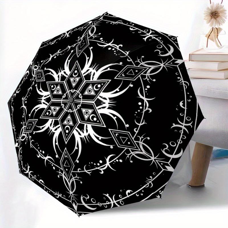 1pc Mystic Symbolism Automatic Umbrella - 8-Rib Foldable Design, Outdoor Adventures, and Family Celebrations Yy250829039