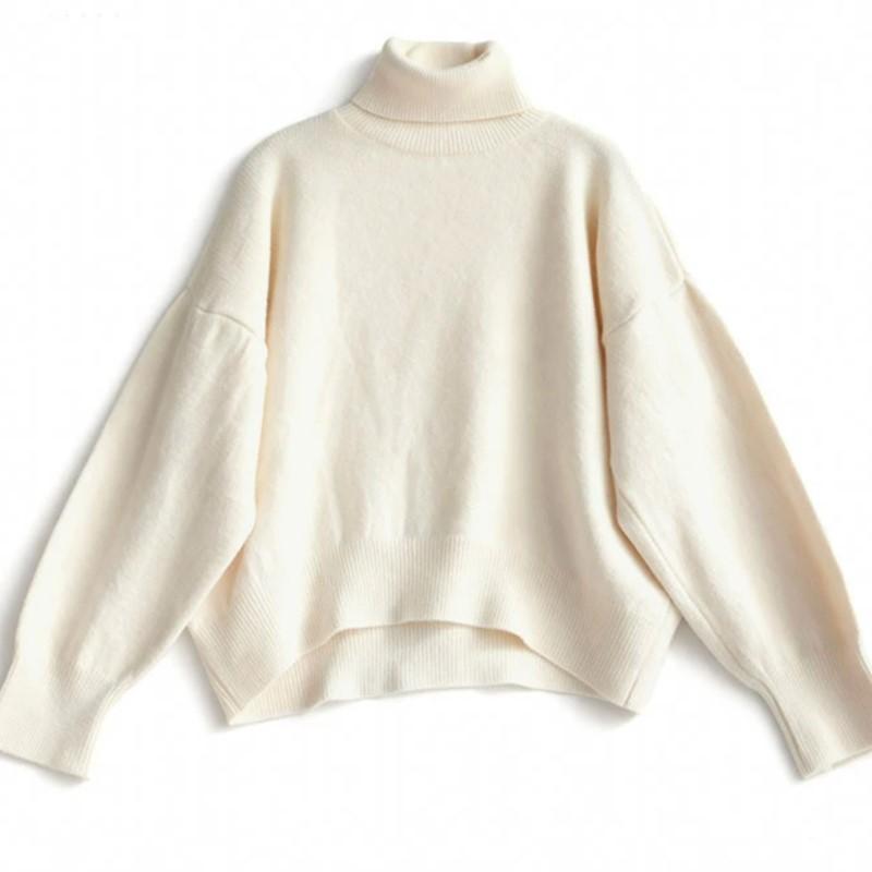 Johnature Женские Винтажные Свитеры с Водолазкой Однотонные С длинным Рукавом Вязаные Осенние Мягкие Свитеры One Size