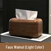 Elegant Chinese Wood Grain Tissue Box - High-End Feel Desktop Dispenser for Living Room Wet Wipes and Paper Storage.