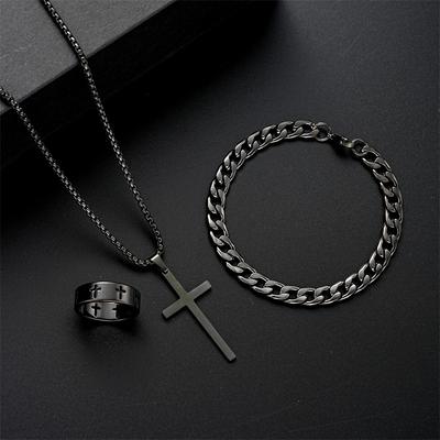 Siyah Titanyum Çelik Haç Kolye Erkekler Kadınlar Minimalist Erkek Kadın Chokers Kutu Zincir Kolye Parti Takı Seti
