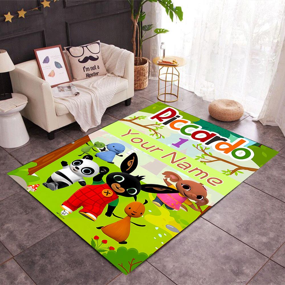 Bunny Friend Personalized Text Floor Mat Perfect for Balcony Hallway Decorate room Living Rooms Anti-slip Rug Anime Office Decor Best for Christmas