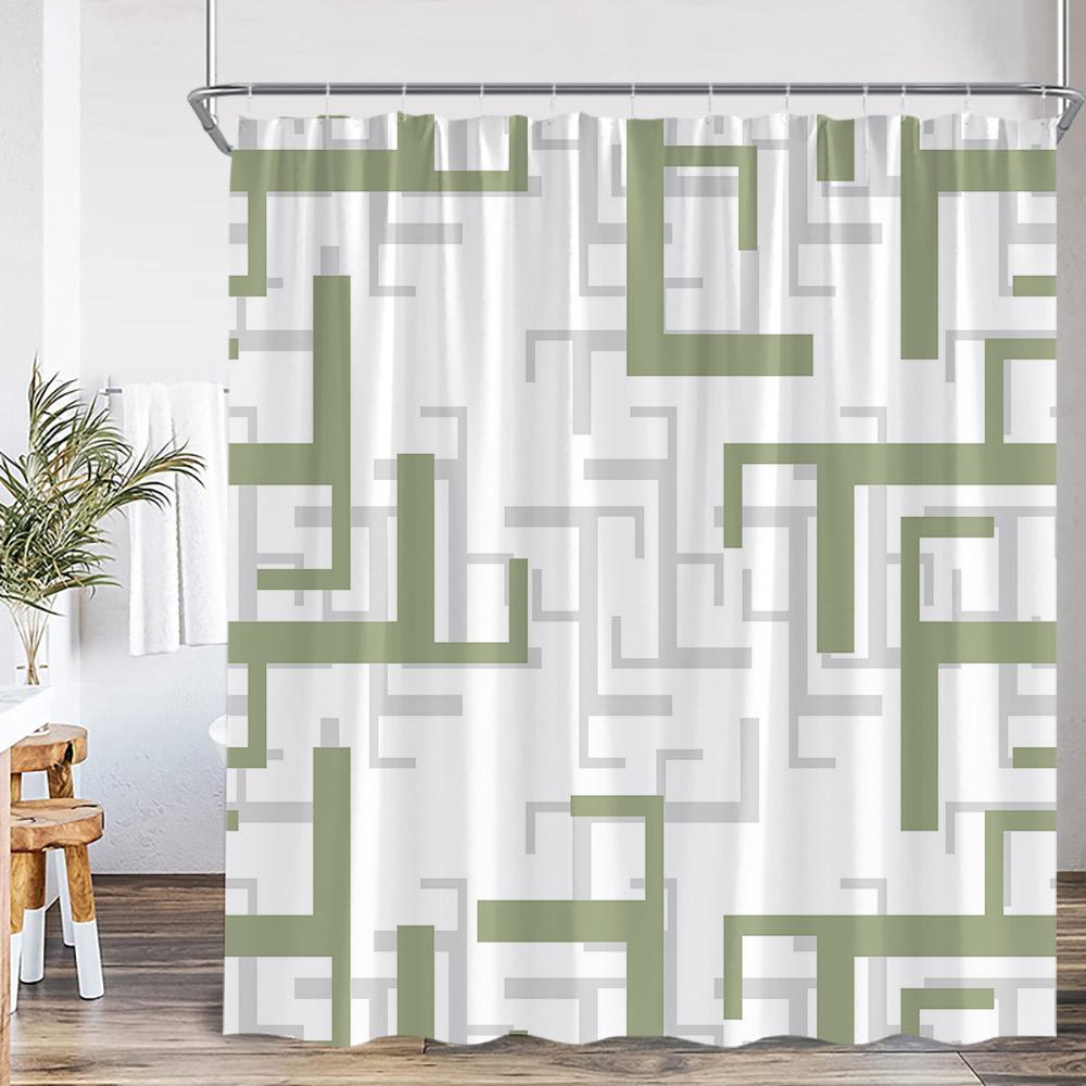 Geometric Shower Curtain Simple Abstract Creative Pattern Bathroom Decortaions Modern Polyester Fabric Home Decor for Bath