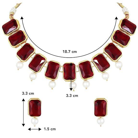 Traditional Jewellery Crystal Pearl Necklace Earring Jewellery Set for Women