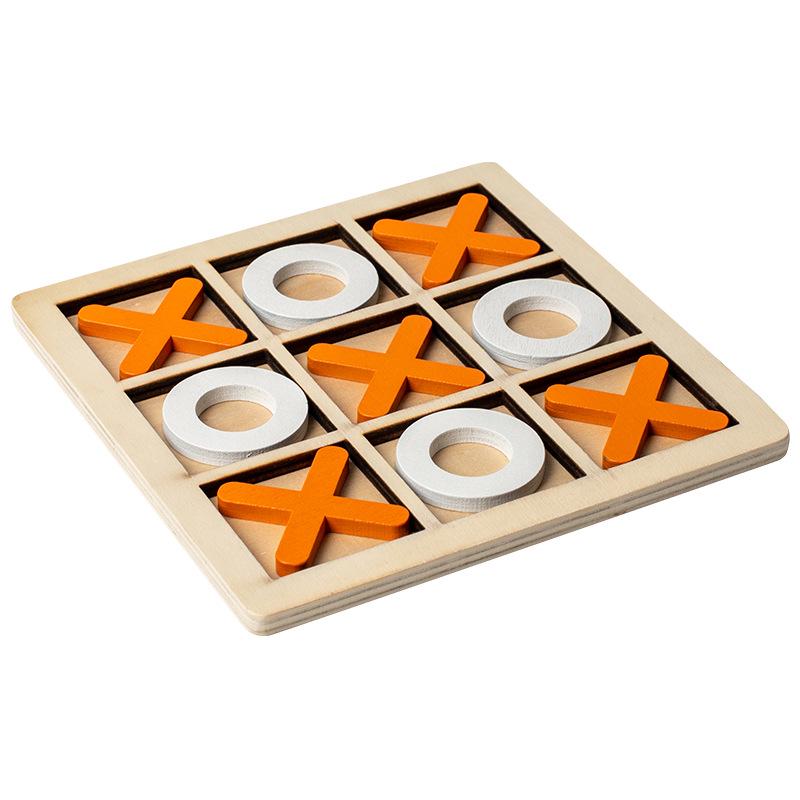 Gioco da tavolo in legno "Tris": Giocattolo di Pensiero Logico per Bambini, Attività Educativa e Interattiva Genitore-Figlio.