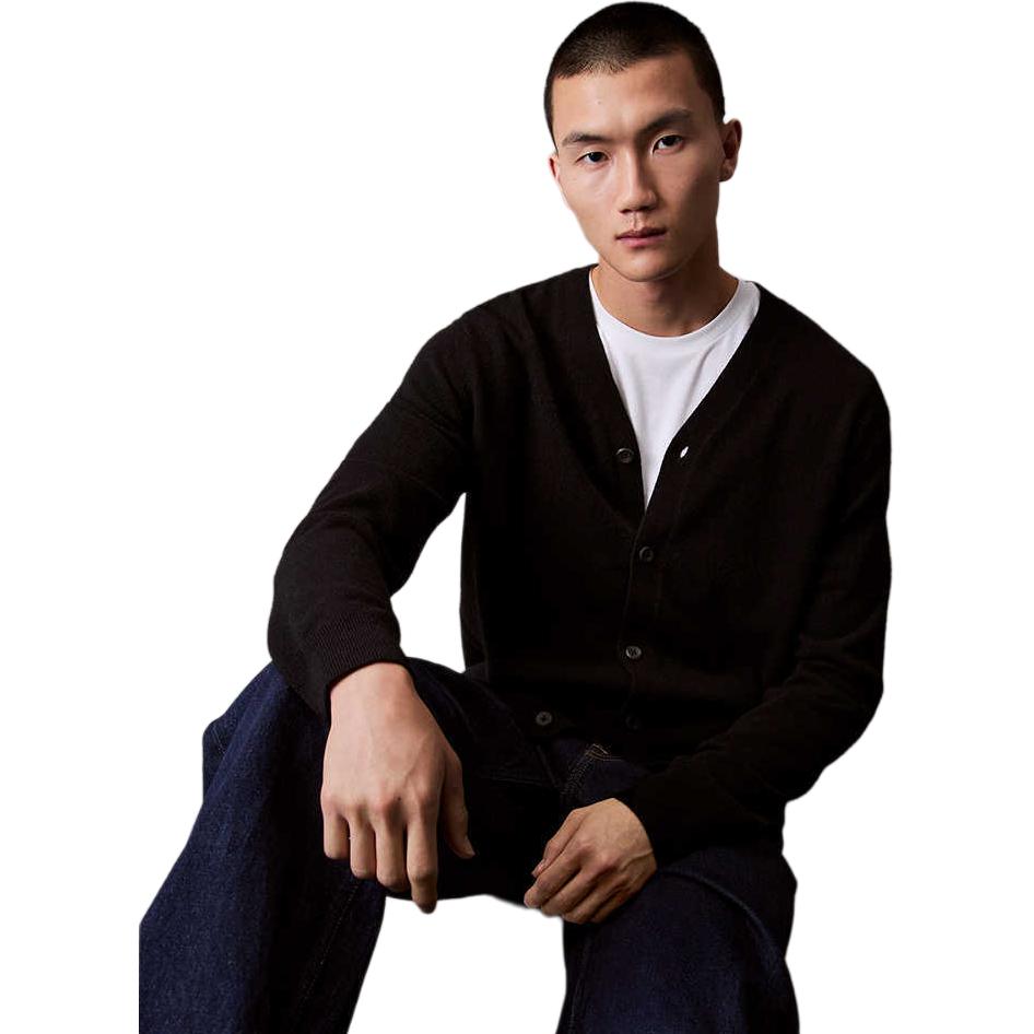 Calvin Klein Ck Premium Ready-To-Wear Long Sleeve V-Neck Solid Cashmere Sweater Men Sweater Space-Black 40EM349-UB1