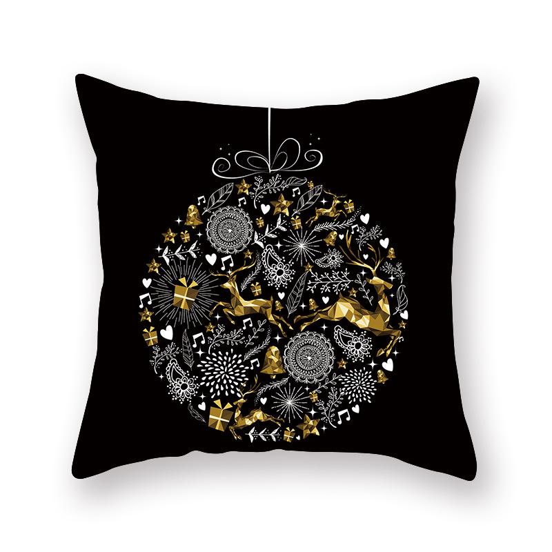 Christmas Pillow Case Golden Elk Gift New Printed Peach Skin Pillow Case Sofa Office Cushion Cover