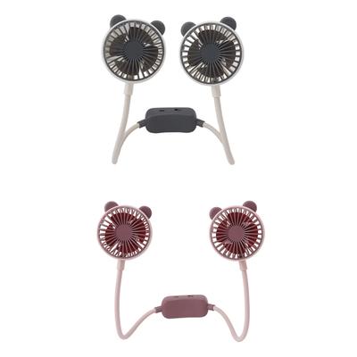 Dual Head Neck Fan Portable Neck Fan Dual Head Bendable Wearable USB Rechargeable Hand  Mini Hanging Fan for Office Travel