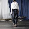 Xi Mo Women's Distressed Washed Cotton Linen Wide-Leg Casual Summer Pants