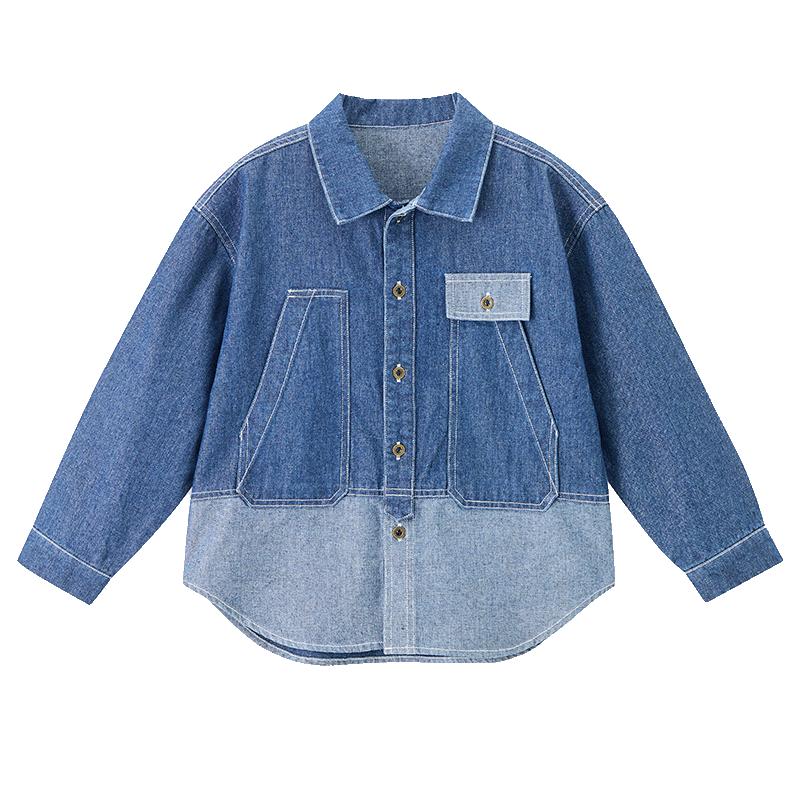 ASK JUNIOR Boys Autumn Color Block Denim Jacket 150