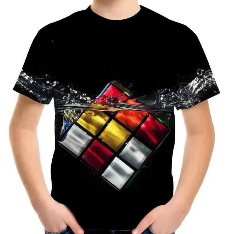 Jigsaw Cube 3d Stampa T-shirt Moda Cubo di Rubik Modello Maglietta Estate Ragazzi Ragazze Tee Tops Streetwear Tops Abbigliamento per bambini