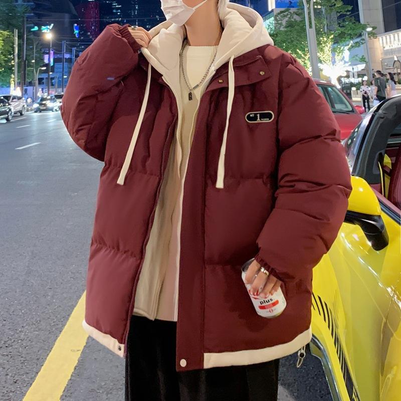 New Autumn and Winter Leisure Sports Versatile Men and Women Couple Cotton Clothes Fake Two Hooded Thickened Warm Cotton Coat