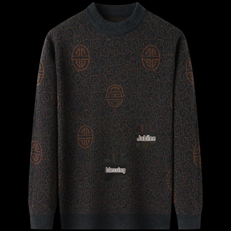 Hengyuanxiang Men's Thickened Wool Blend Sweater