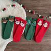 1 Pair Plush Christmas Socks with Non-Slip Grip Festive Holiday Floor Socks Soft Warm Fleece Stockings Gifts for Kids Adults