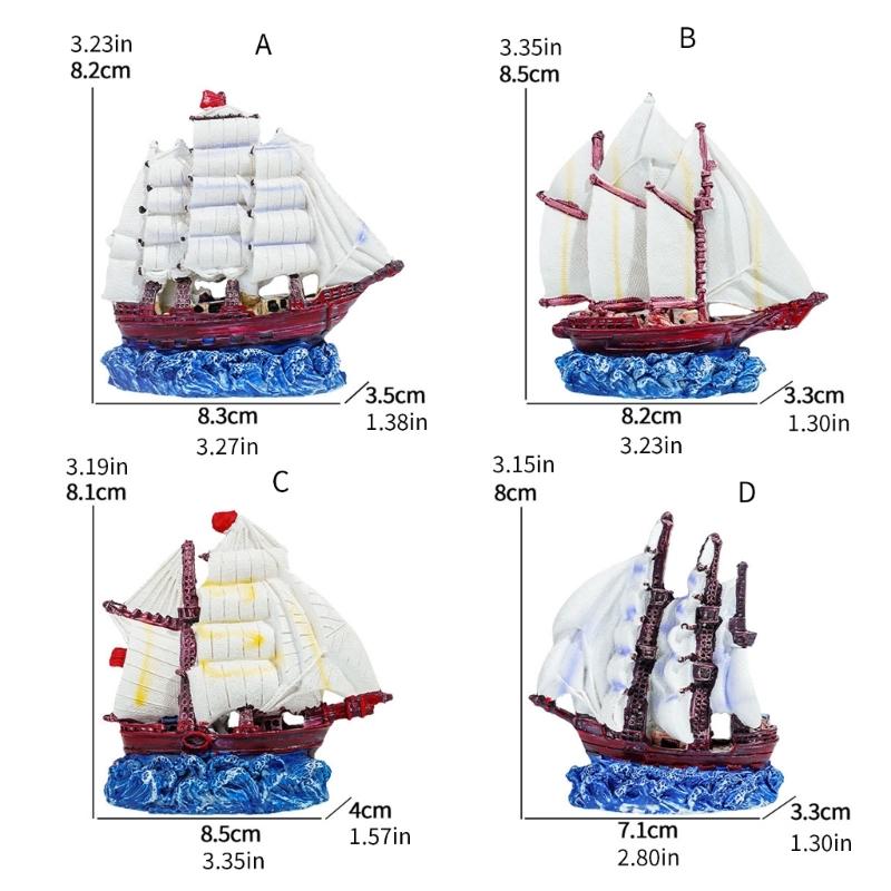 Aquarium Landscape Ship Model Sail Boats Aquariums Decorations Art Crafts Terrarium Habitat Ornaments